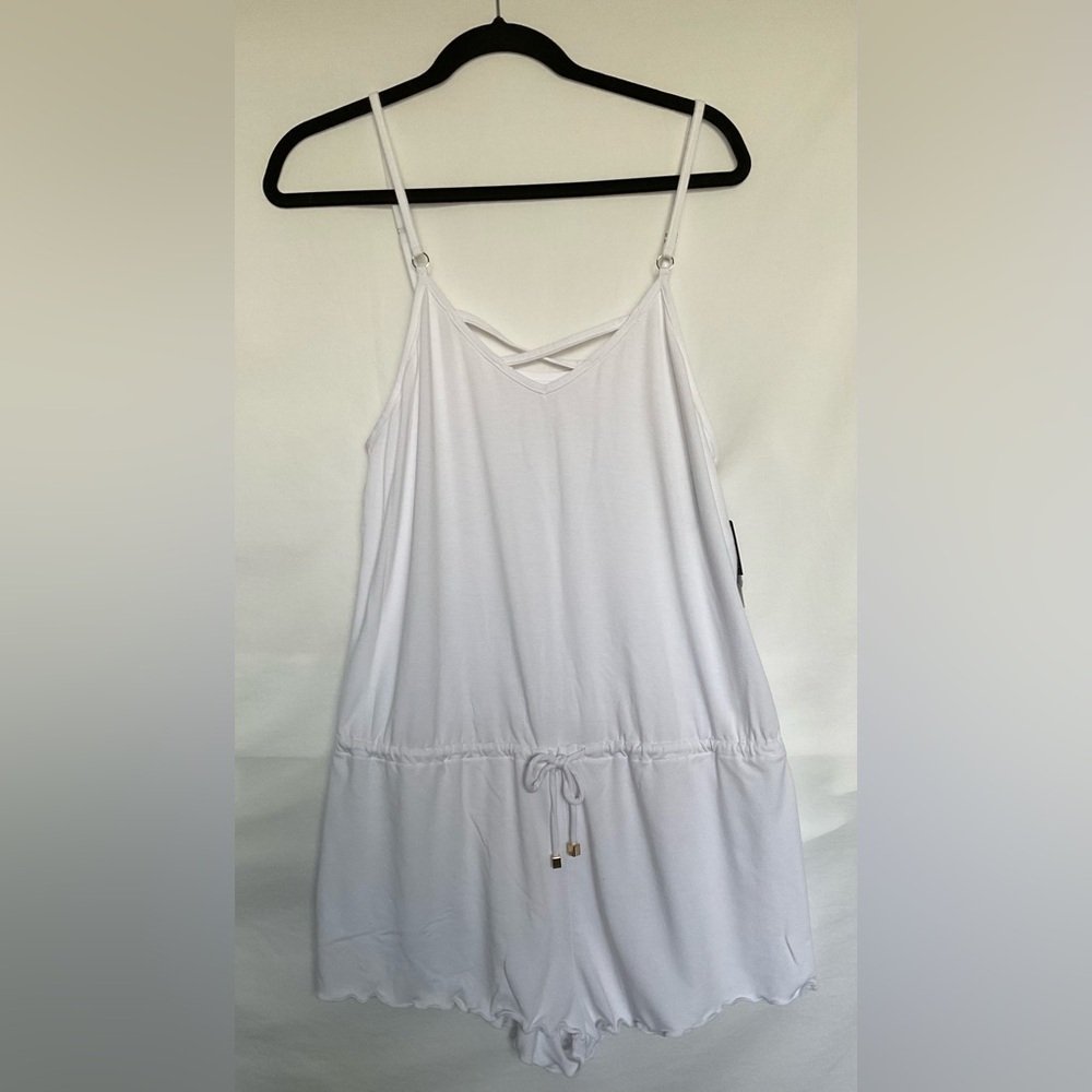 California Waves White Swim Coverup with Criss-Cross Detail - Picture 2 of 6